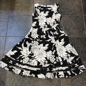 Calvin Klein Black and White Floral Midi Dress
